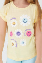 Rp3080-2 Kız Çocuk Keep Smiling Bebe Sarı Kapri Takım