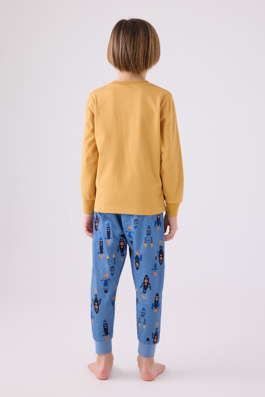 Erkek Çocuk Sarı Uzun Kol Pijama Takım
