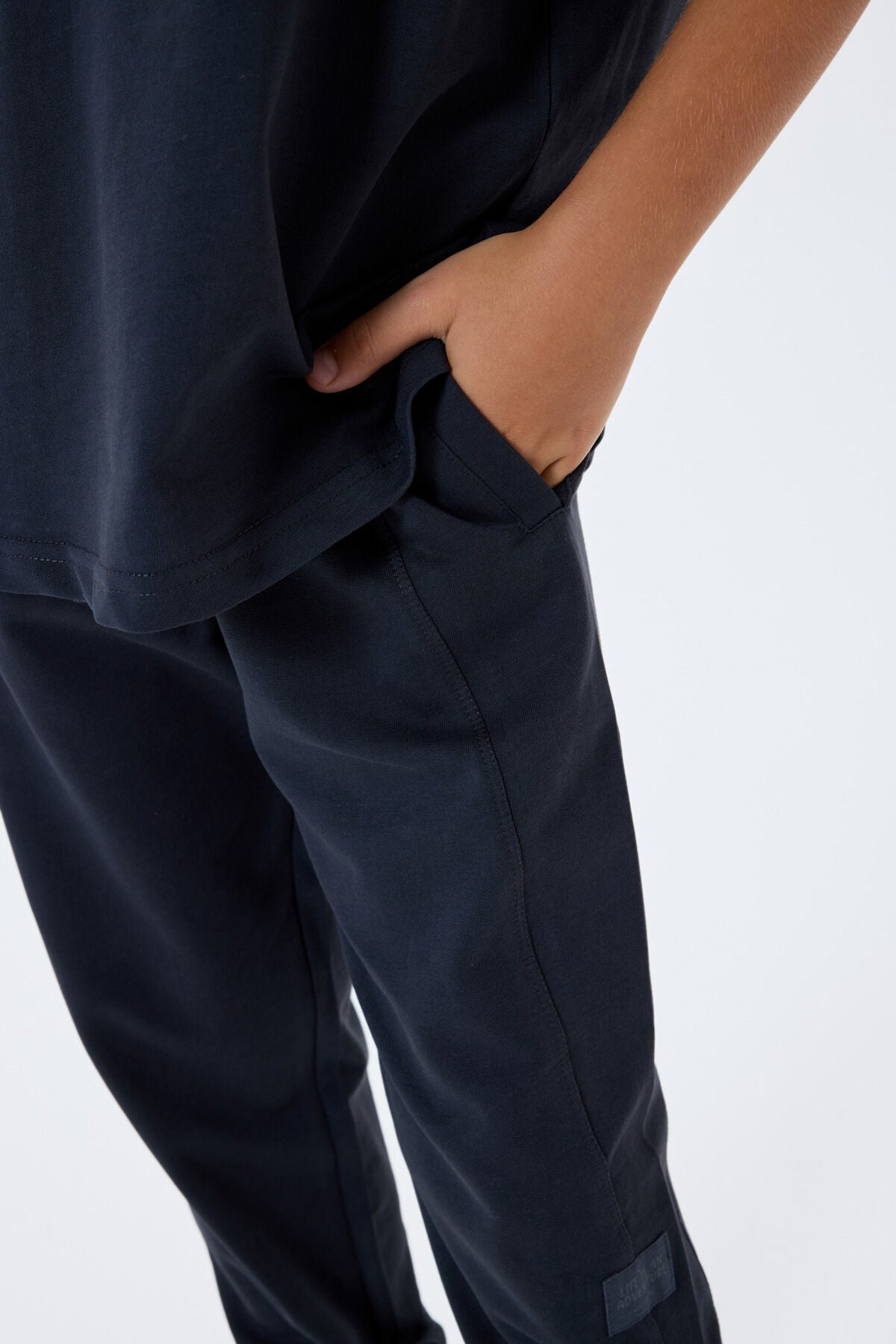 Rolypoly Erkek Çocuk Bisiklet Yaka Baskılı Yazlık Oversize Fit Gri Eşofman Takımı RP3768-C-V2