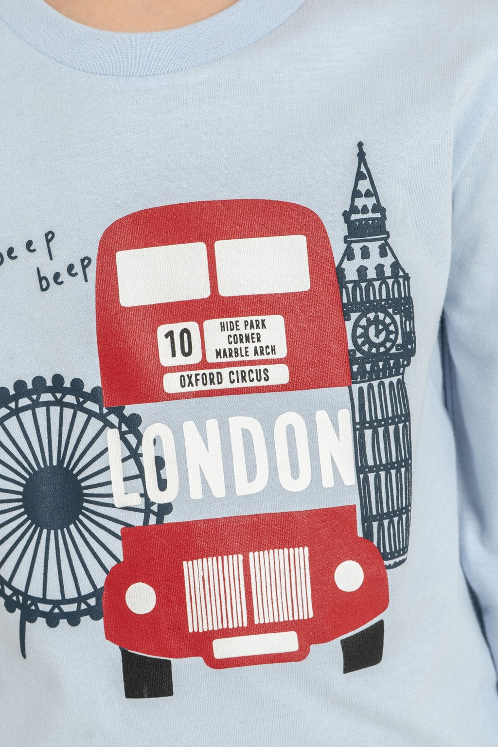 Rolypoly Erkek Çocuk Beep Beep London Bus Mavi Uzun Kol Pijama Takım RP3877-C-V1