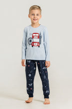 Rolypoly Erkek Çocuk Beep Beep London Bus Mavi Uzun Kol Pijama Takım RP3877-C-V1