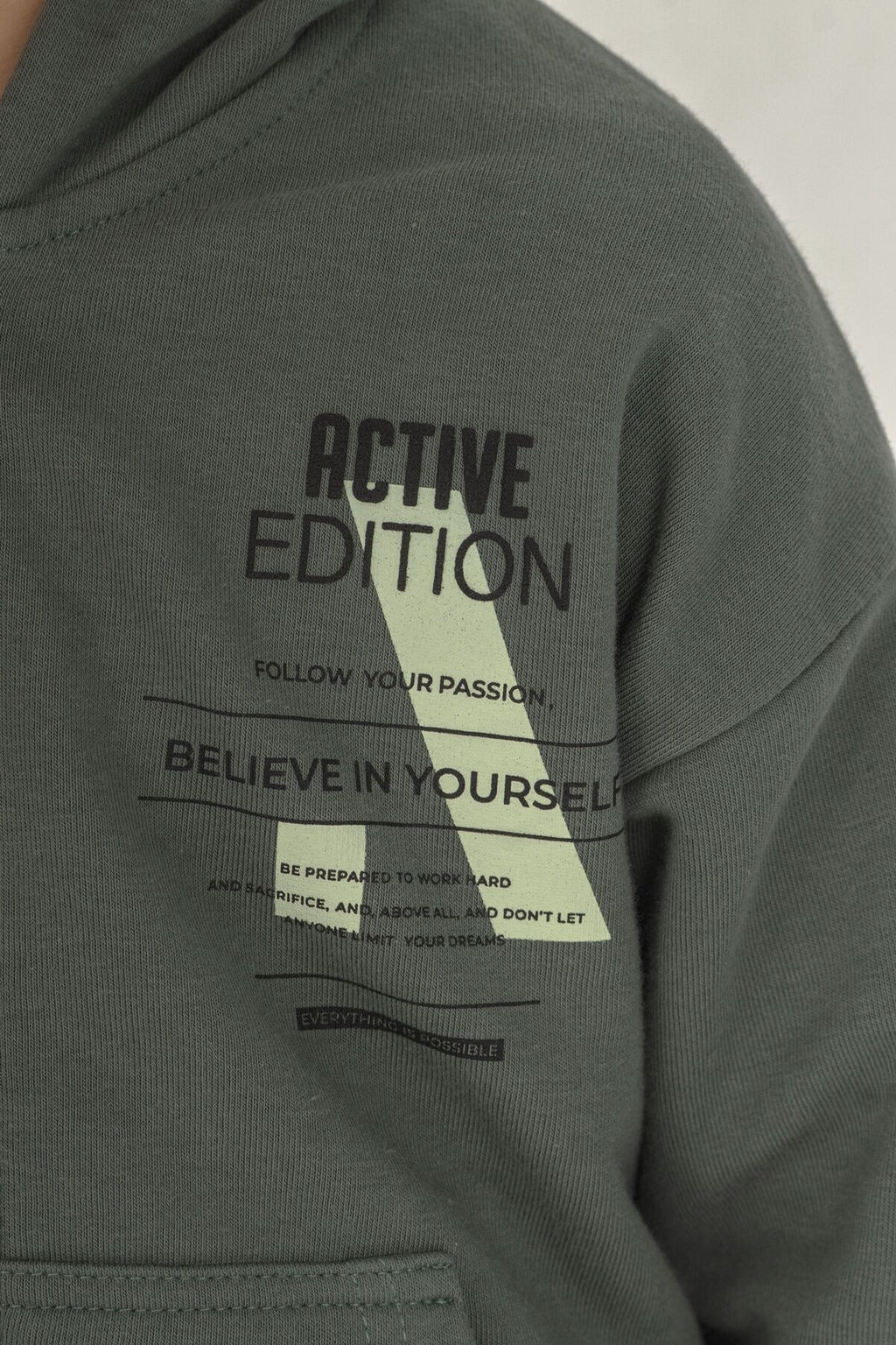Rolypoly Erkek Çocuk Believe In Yourself Haki Eşofman Takımı RP3882-C-V1