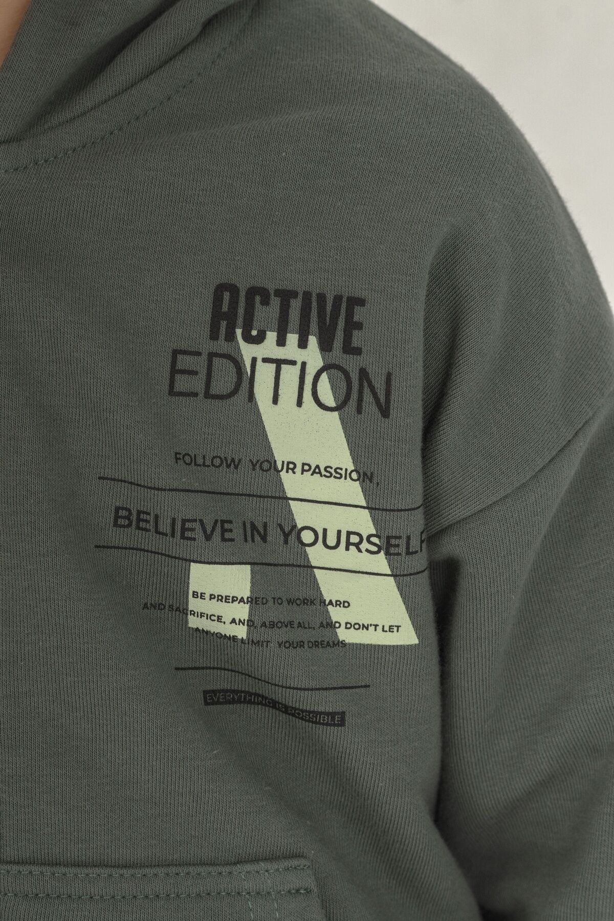 Rolypoly Erkek Çocuk Believe In Yourself Haki Eşofman Takımı RP3882-C-V1