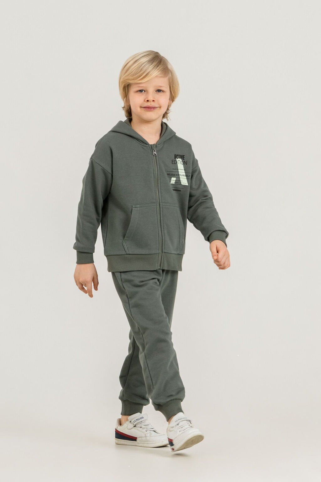 Rolypoly Erkek Çocuk Believe In Yourself Haki Eşofman Takımı RP3882-C-V1