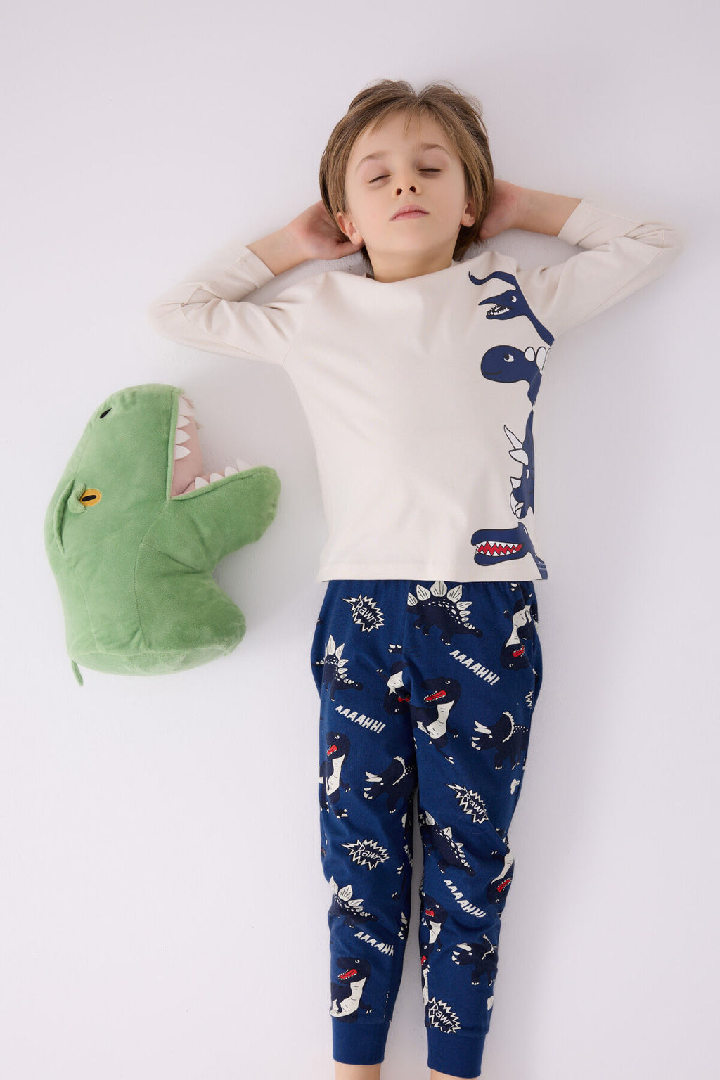 Erkek Çocuk Mavi Uzun Kol Pijama Takım
