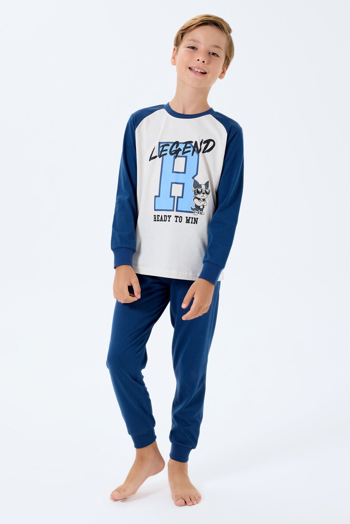 Rolypoly Erkek Çocuk Beyaz Uzun Pijama Takım Ürün ikincil görseli