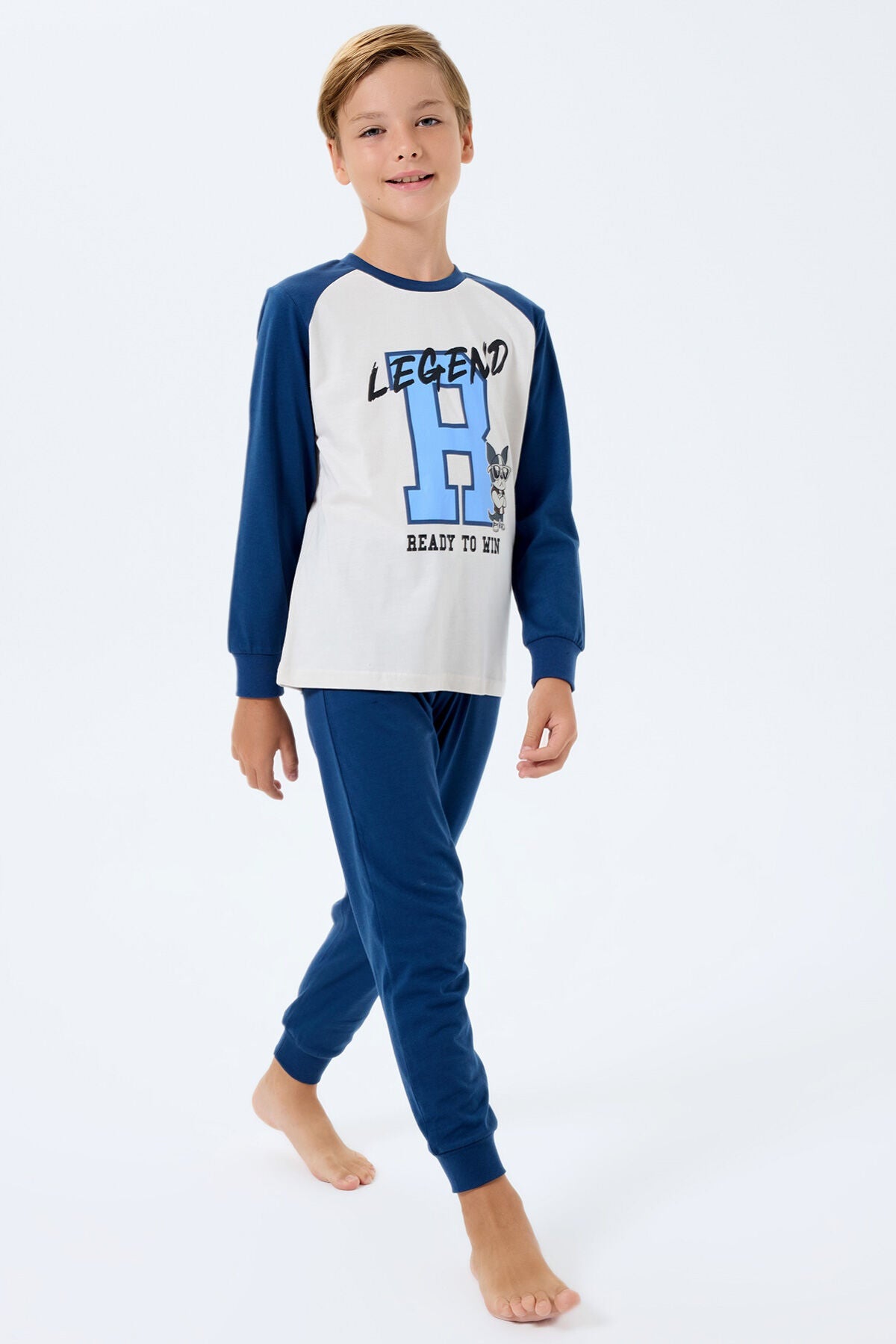 Rolypoly Erkek Çocuk Beyaz Uzun Pijama Takım