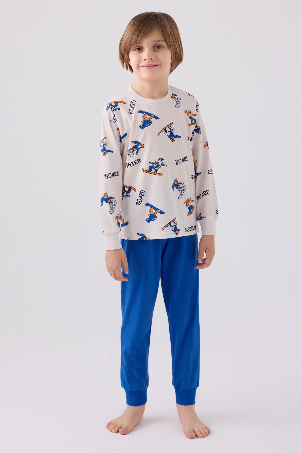 Rolypoly Erkek Çocuk Bisiklet Yaka Pigment Baskýlý Kýþlýk Regular Fit Mavi Pijama Takýmý RP3501-C-V1 Ürün ana görseli