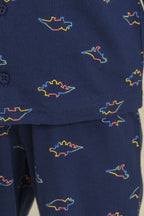Rolypoly Erkek Çocuk Colorful Dinos Lacivert Gömlek Pijama Takımı RP3867-C-V1