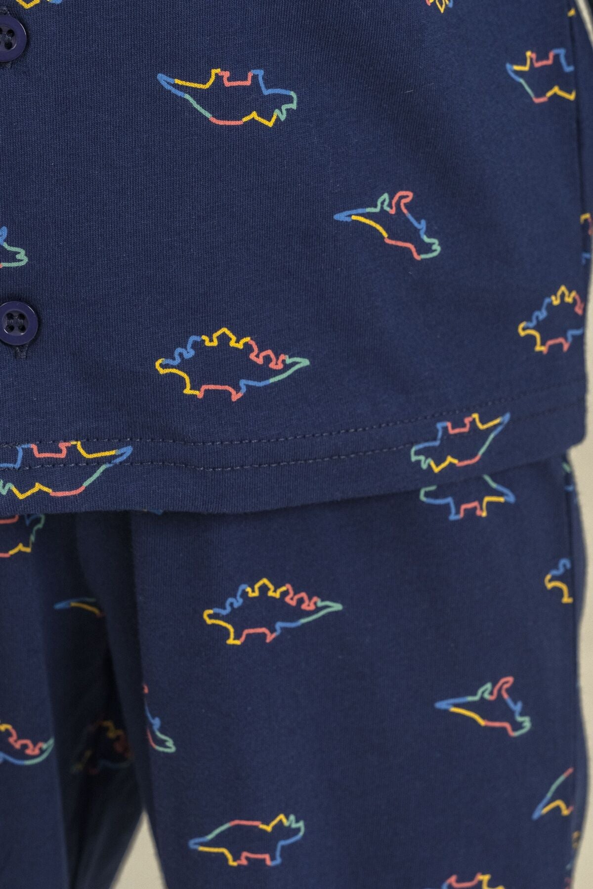 Rolypoly Erkek Çocuk Colorful Dinos Lacivert Gömlek Pijama Takımı RP3867-C-V1