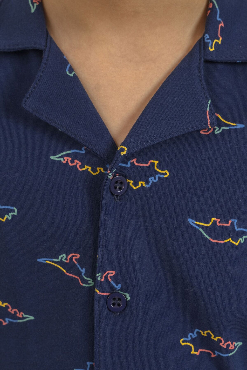 Rolypoly Erkek Çocuk Colorful Dinos Lacivert Gömlek Pijama Takımı RP3867-C-V1