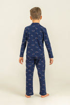 Rolypoly Erkek Çocuk Colorful Dinos Lacivert Gömlek Pijama Takımı RP3867-C-V1