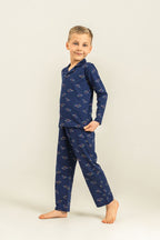 Rolypoly Erkek Çocuk Colorful Dinos Lacivert Gömlek Pijama Takımı RP3867-C-V1