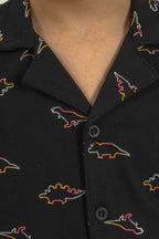 Rolypoly Erkek Çocuk Colorful Dinos Siyah Gömlek Pijama Takımı RP3867-C-V2