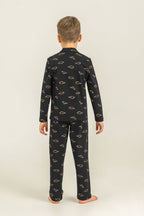 Rolypoly Erkek Çocuk Colorful Dinos Siyah Gömlek Pijama Takımı RP3867-C-V2