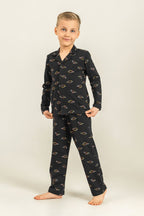 Rolypoly Erkek Çocuk Colorful Dinos Siyah Gömlek Pijama Takımı RP3867-C-V2