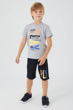 Urban Wears Gri Melanj Erkek Çocuk Bermuda Takım