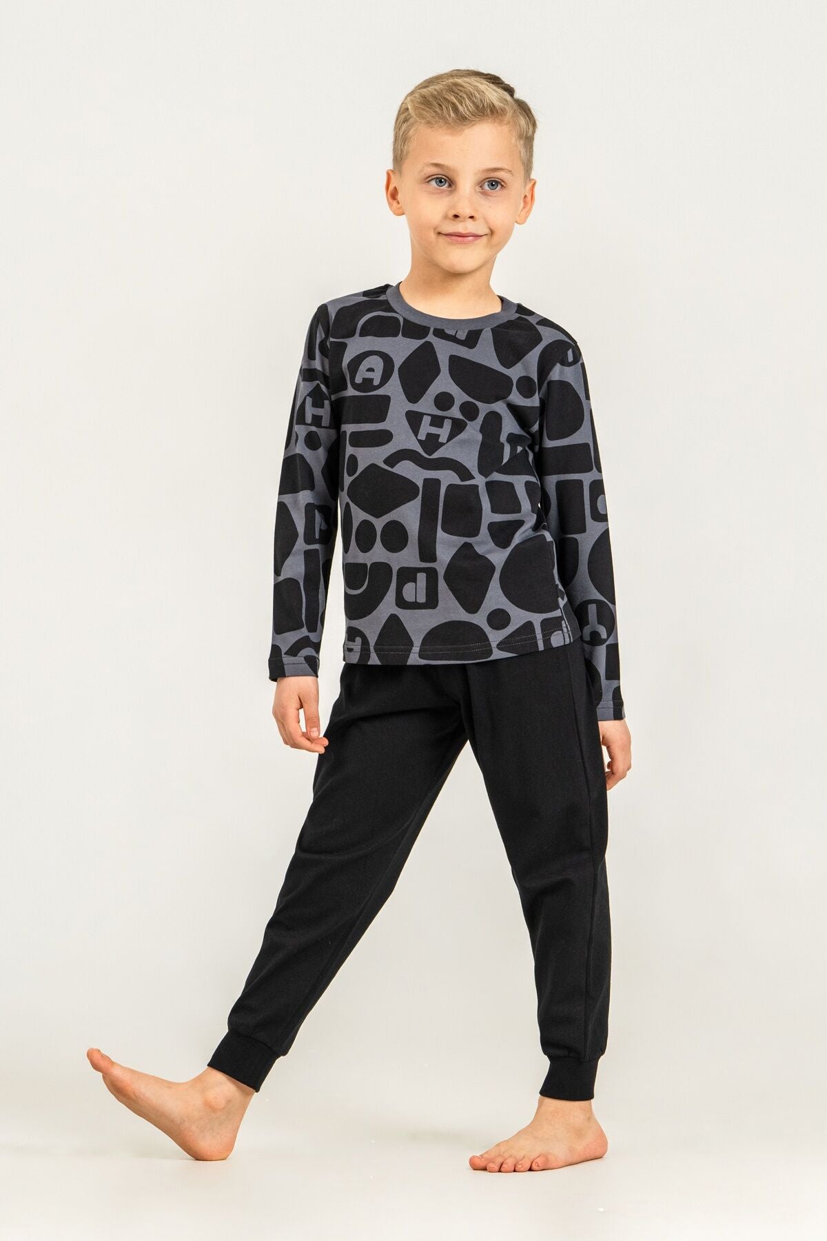 Rolypoly Erkek Çocuk Gri Uzun Kol Pijama Takım RP3869-C-V1