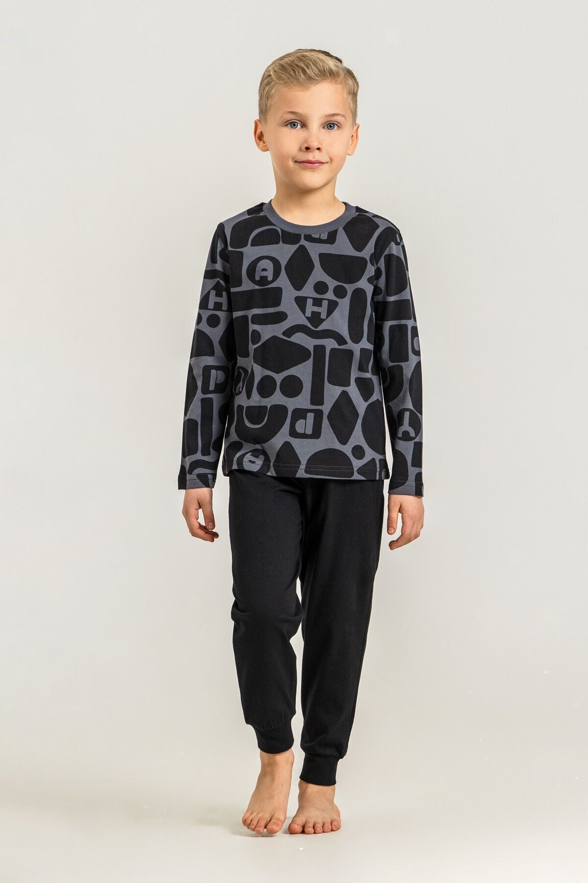 Rolypoly Erkek Çocuk Gri Uzun Kol Pijama Takım RP3869-C-V1