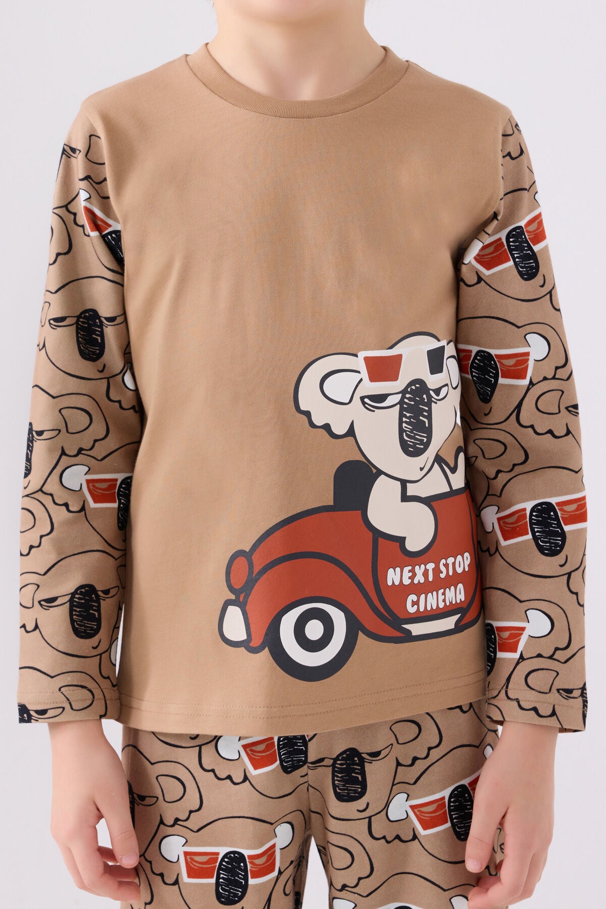 Erkek Çocuk Kahverengi Uzun Kol Pijama Takım