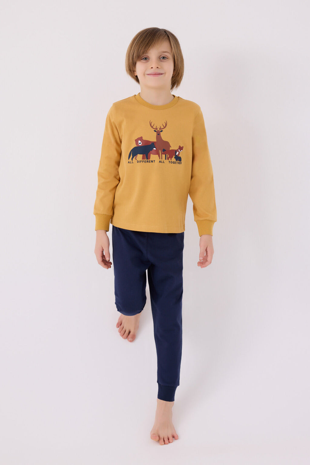 Erkek Çocuk Sarı Uzun Kol Pijama Takım