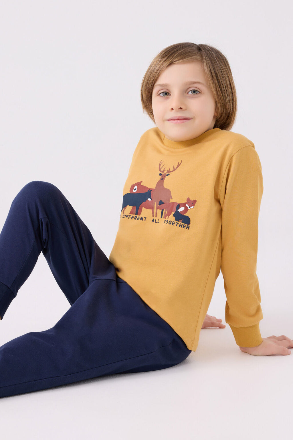 Erkek Çocuk Sarı Uzun Kol Pijama Takım