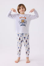 Rolypoly Erkek Çocuk Bisiklet Yaka Pigment Baskılı Kışlık Regular Fit Gri Pijama Takımı RP3443-C-V1