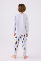 Rolypoly Erkek Çocuk Bisiklet Yaka Pigment Baskılı Kışlık Regular Fit Gri Pijama Takımı RP3443-C-V1