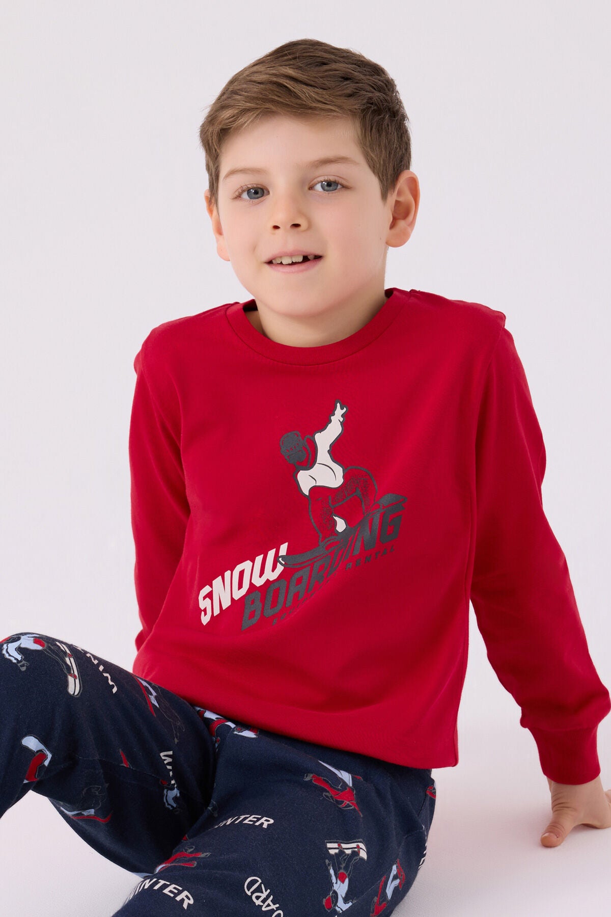 Erkek Çocuk Kırmızı Uzun Kol Pijama Takım Ürün ikincil görseli
