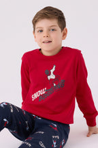 Erkek Çocuk Kırmızı Uzun Kol Pijama Takım