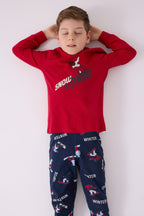 Erkek Çocuk Kırmızı Uzun Kol Pijama Takım