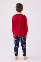 Erkek Çocuk Kırmızı Uzun Kol Pijama Takım