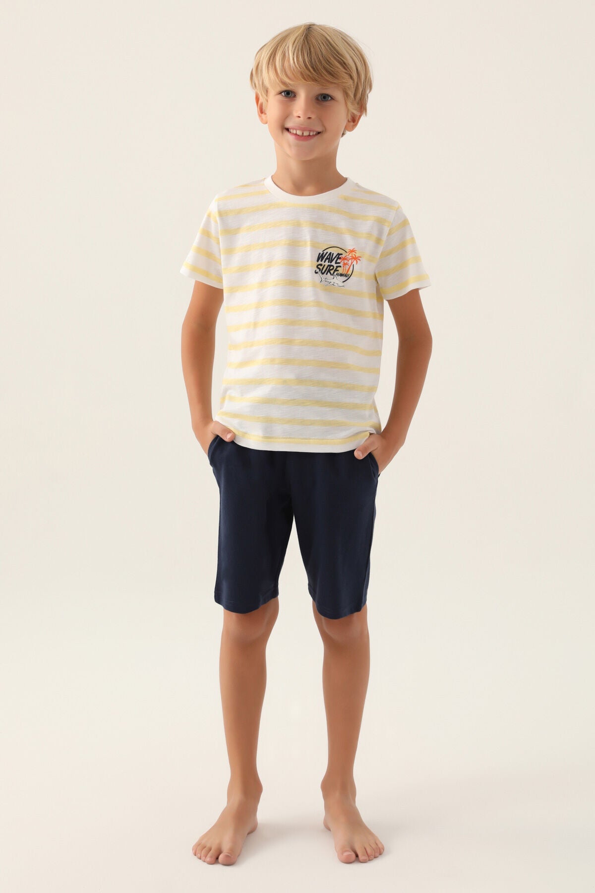 Wave Surf Krem Erkek Çocuk Bermuda Takım Ürün ana görseli