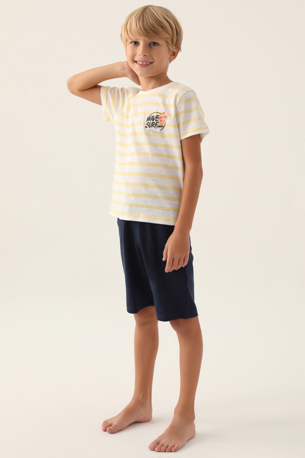 Wave Surf Krem Erkek Çocuk Bermuda Takım Ürün ikincil görseli