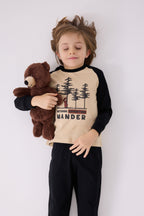 Erkek Çocuk Krem Uzun Kol Pijama Takım