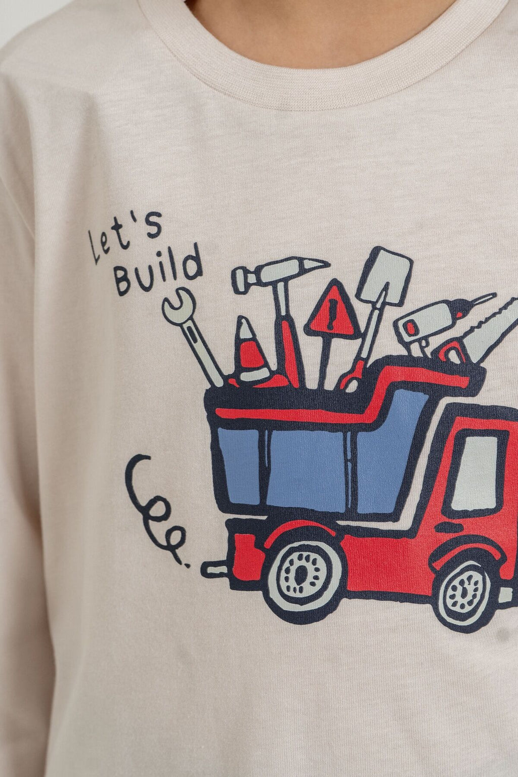 Rolypoly Erkek Çocuk Let's Build Beyaz Uzun Kol Pijama Takım RP3872-C-V1