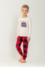 Rolypoly Erkek Çocuk Let's Build Beyaz Uzun Kol Pijama Takım RP3872-C-V1