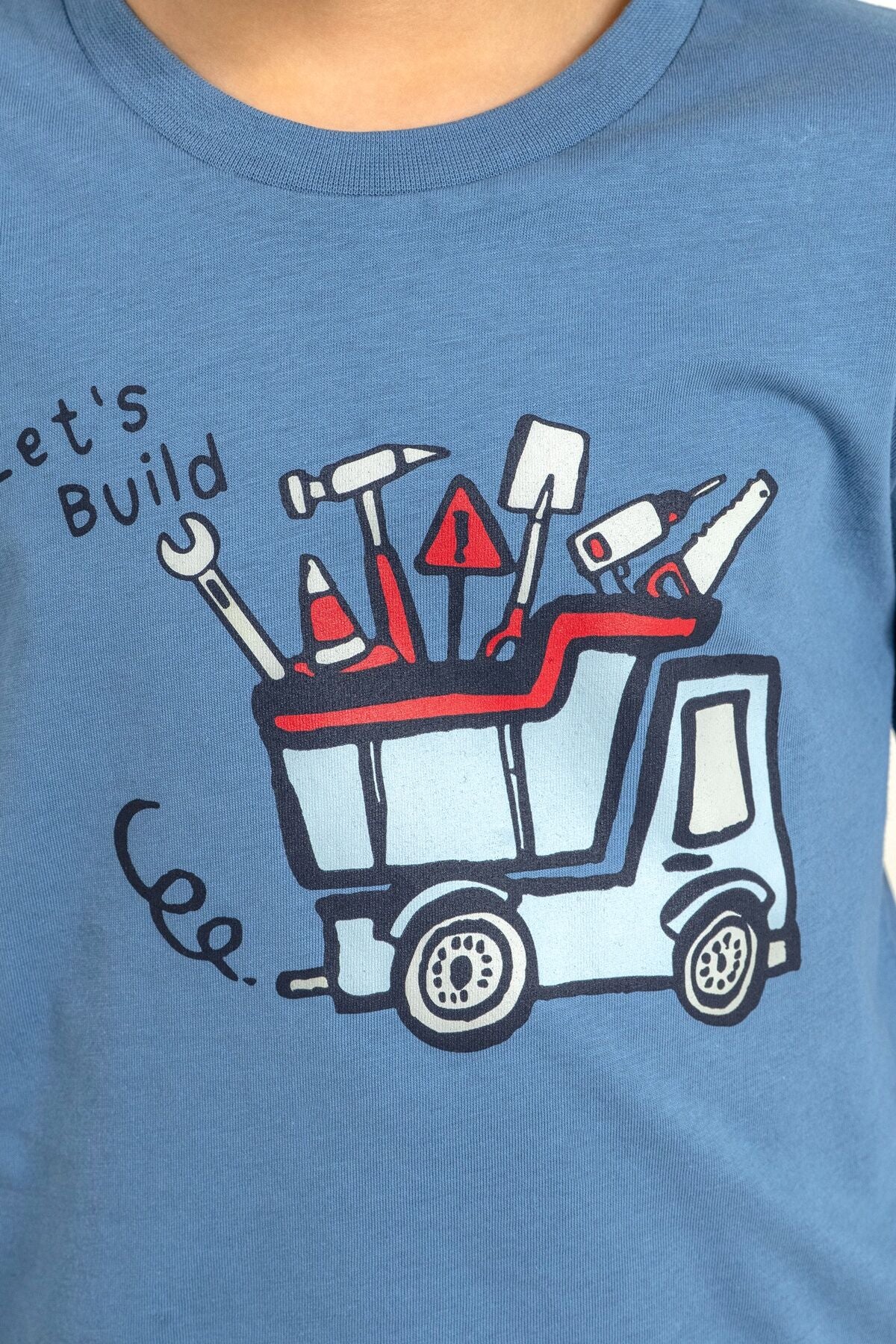 Rolypoly Erkek Çocuk Let's Build Mavi Uzun Kol Pijama Takım RP3872-C-V2