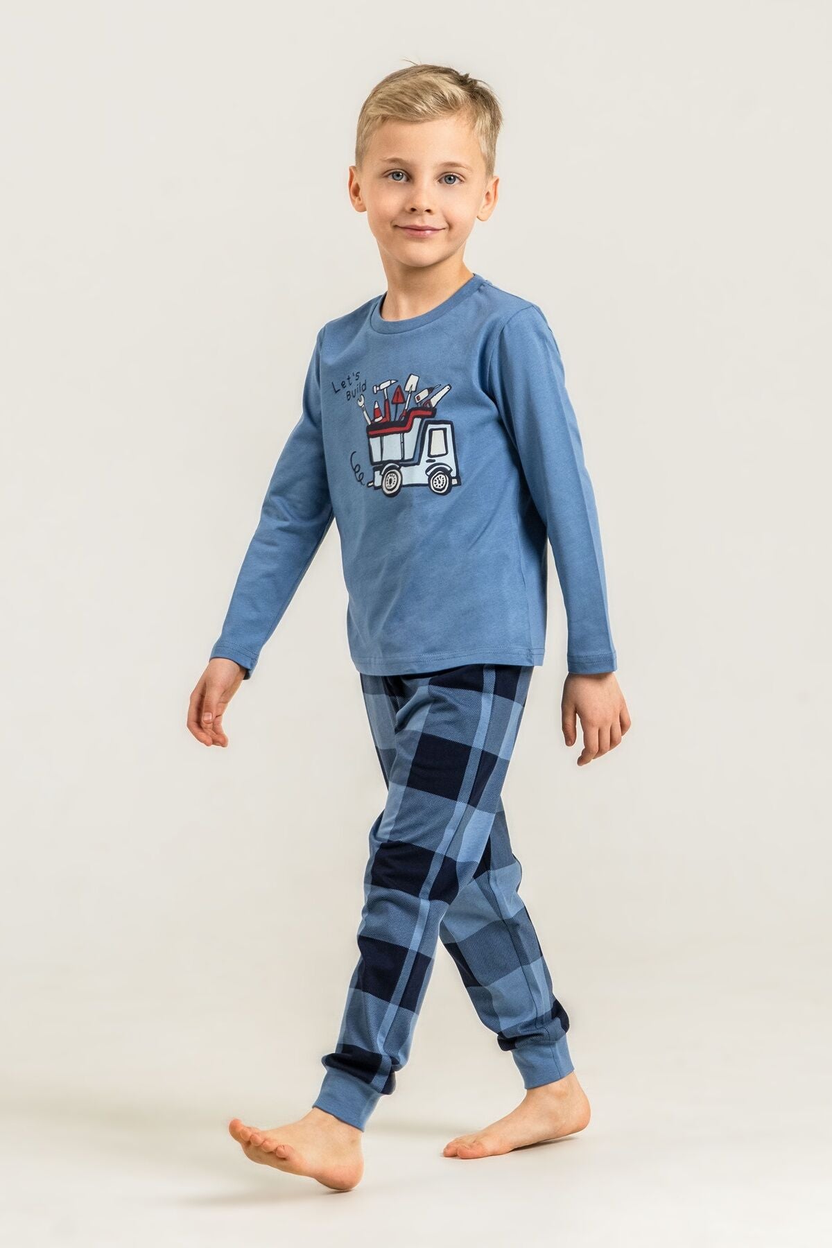 Rolypoly Erkek Çocuk Let's Build Mavi Uzun Kol Pijama Takım RP3872-C-V2 Ürün ikincil görseli