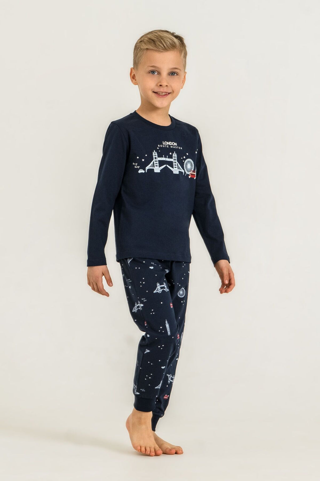 Rolypoly Erkek Çocuk London Route Master Lacivert Uzun Kol Pijama Takım RP3876-C-V1