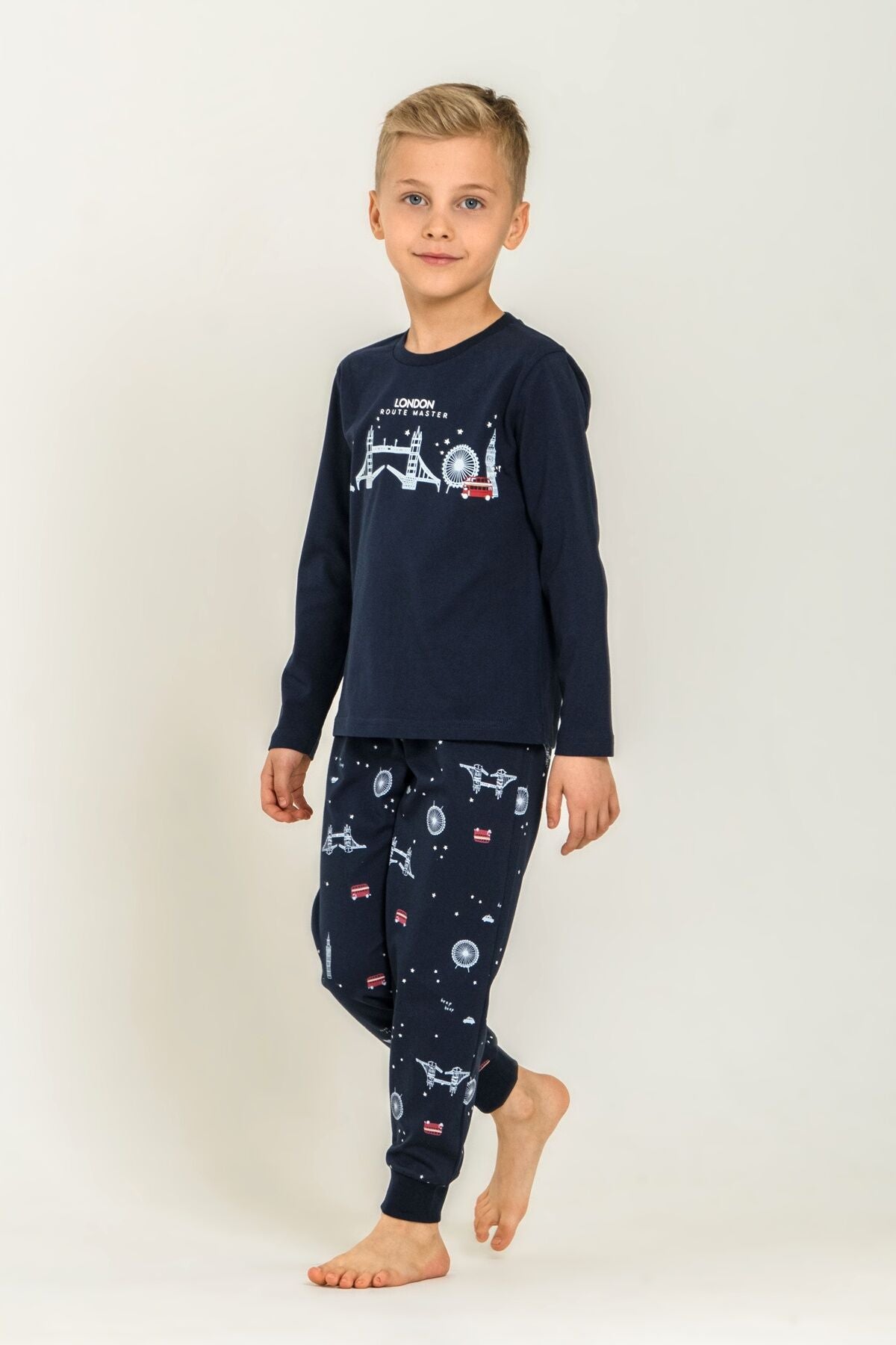 Rolypoly Erkek Çocuk London Route Master Lacivert Uzun Kol Pijama Takım RP3876-C-V1