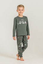Rolypoly Erkek Çocuk London Route Master Yeşil Uzun Kol Pijama Takım RP3876-C-V2