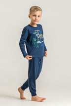 Rolypoly Erkek Çocuk Mavi Guide To Dinos Uzun Kol Pijama Takım RP3861-C-V1