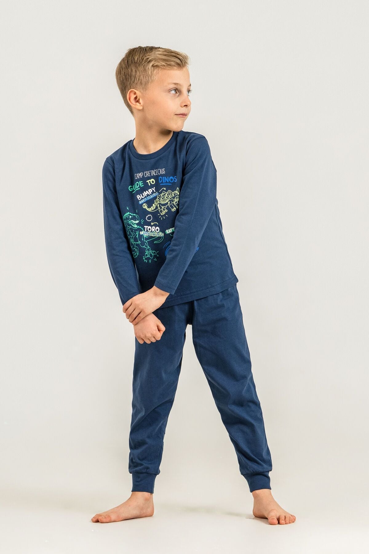 Rolypoly Erkek Çocuk Mavi Guide To Dinos Uzun Kol Pijama Takım RP3861-C-V1
