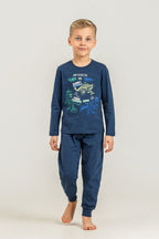 Rolypoly Erkek Çocuk Mavi Guide To Dinos Uzun Kol Pijama Takım RP3861-C-V1