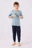 Rolypoly Erkek Çocuk Bisiklet Yaka Pigment Baskılı Kışlık Regular Fit Mavi Pijama Takımı RP3379-C-V2