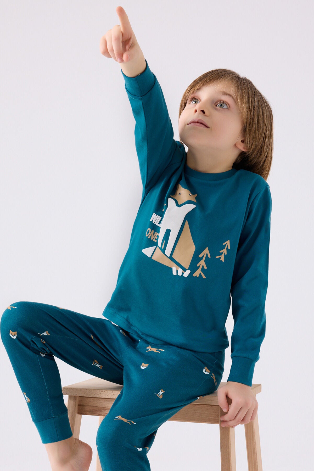 Rolypoly Erkek Çocuk Bisiklet Yaka Pigment Baskılı Kışlık Regular Fit Mavi Pijama Takımı RP3432-C-V2 Ürün ikincil görseli