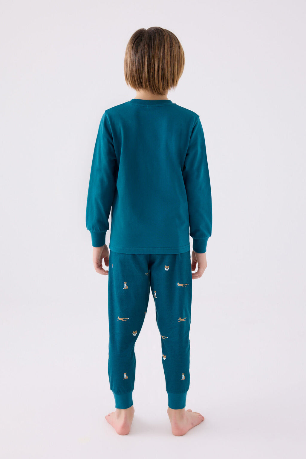 Rolypoly Erkek Çocuk Bisiklet Yaka Pigment Baskılı Kışlık Regular Fit Mavi Pijama Takımı RP3432-C-V2