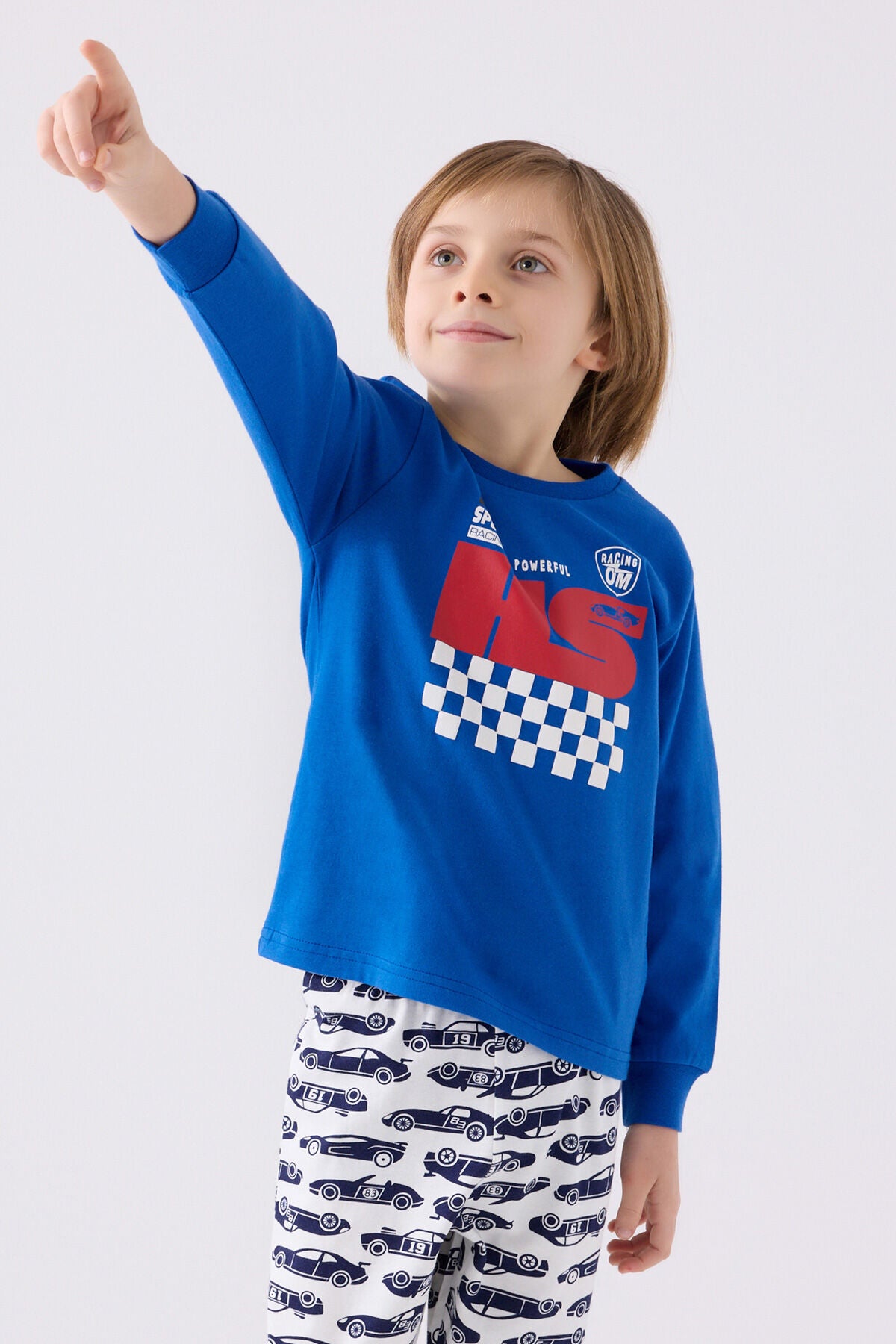Erkek Çocuk Mavi Uzun Kol Pijama Takım