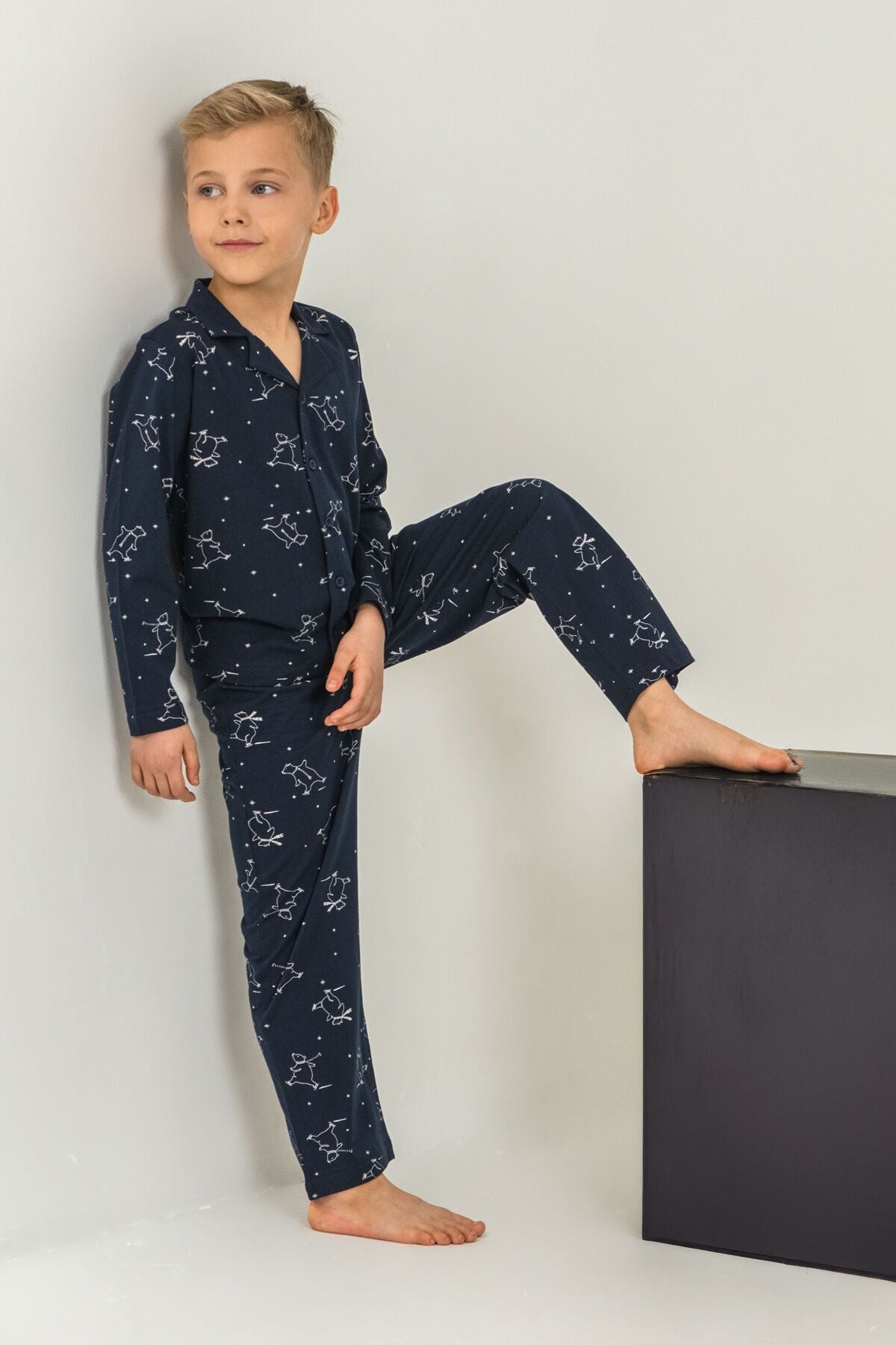 Rolypoly Erkek Çocuk Polar Bear Lacivert Gömlek Pijama Takımı RP3865-C-V1